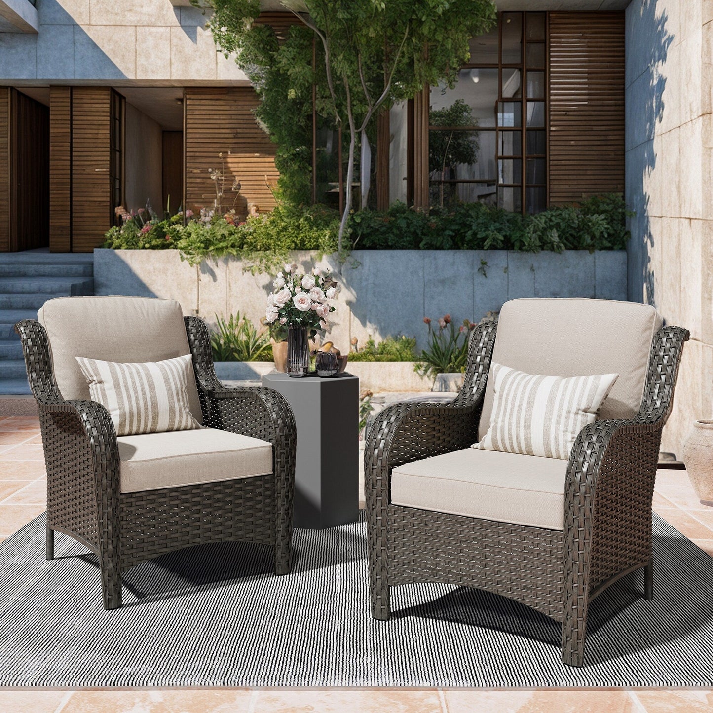 OVIOS 2-piece Patio Wicker Chairs Set