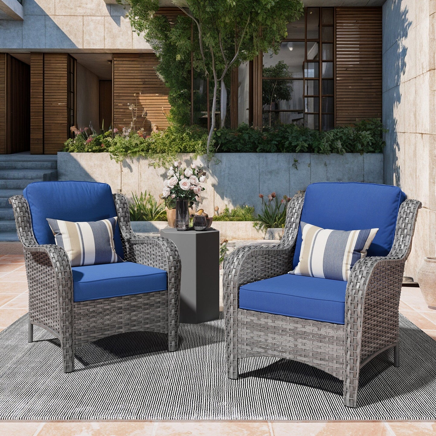 OVIOS 2-piece Patio Wicker Chairs Set