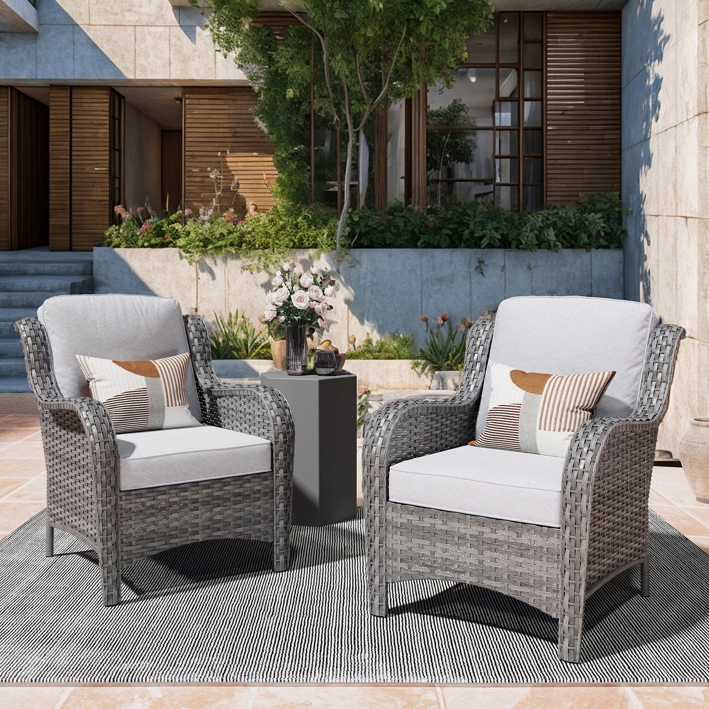 OVIOS 2-piece Patio Wicker Chairs Set