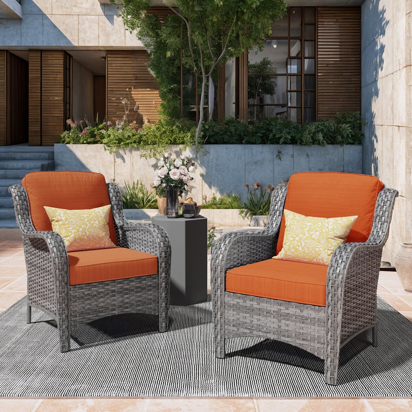 OVIOS 2-piece Patio Wicker Chairs Set