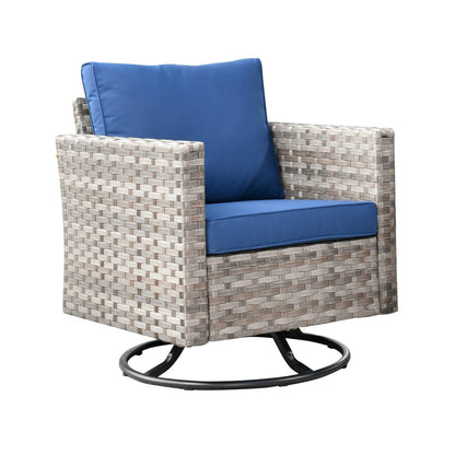OVIOS 2-piece Swivel Rocking Wicker Chair Side Table Conversation Set