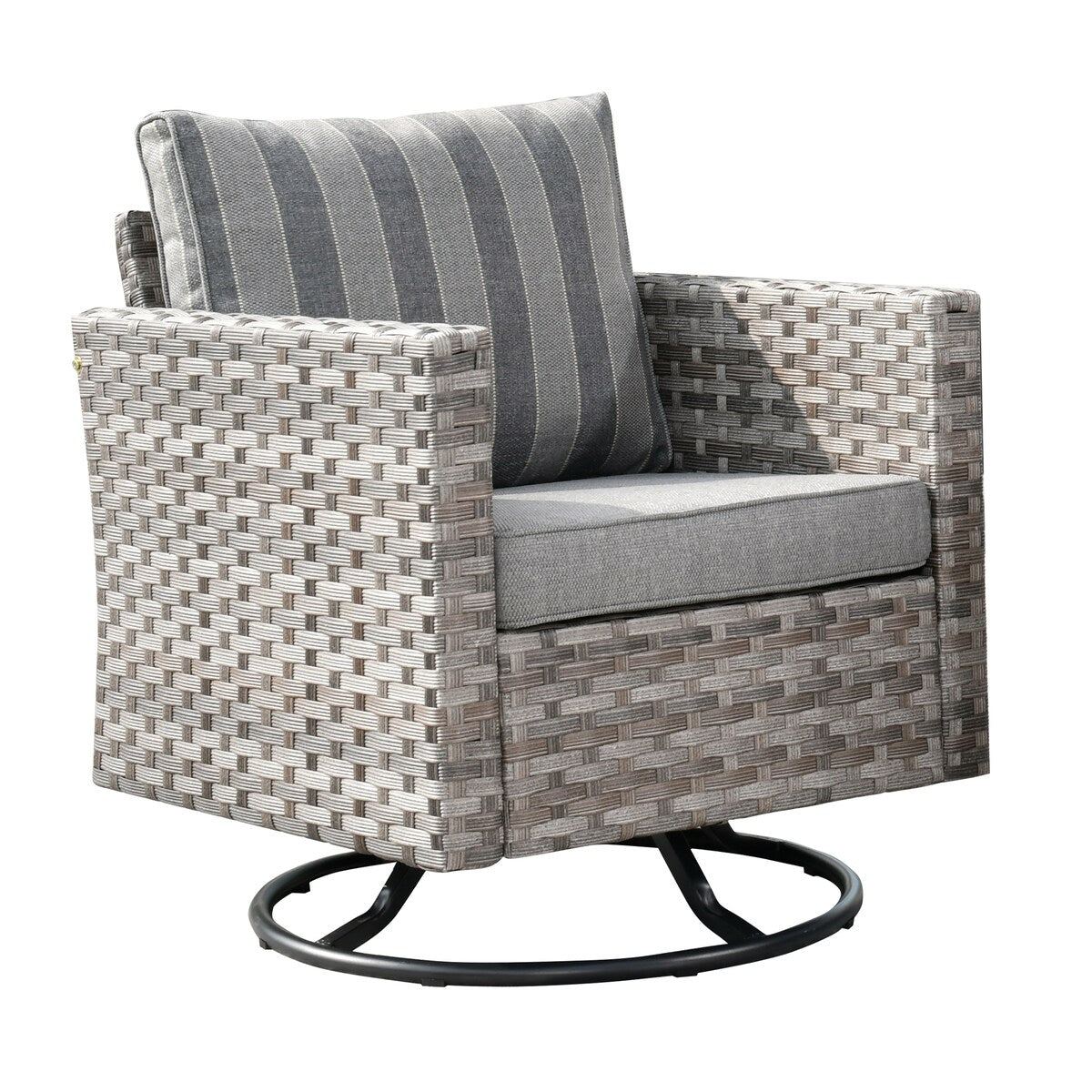 OVIOS 2-piece Swivel Rocking Wicker Chair Side Table Conversation Set