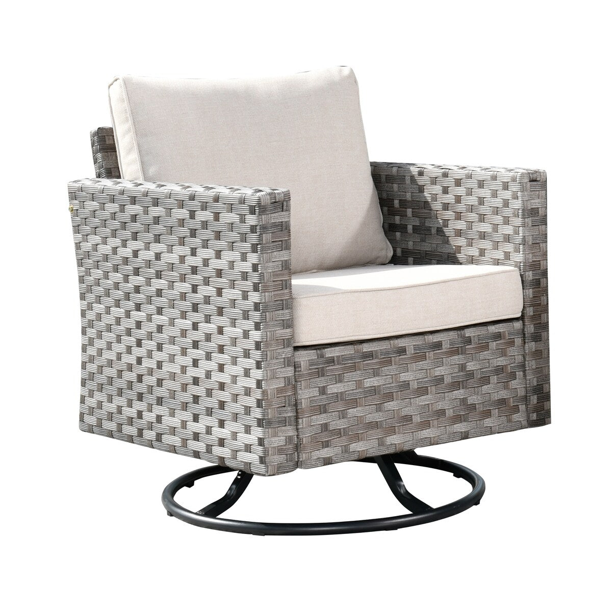 OVIOS 2-piece Swivel Rocking Wicker Chair Side Table Conversation Set