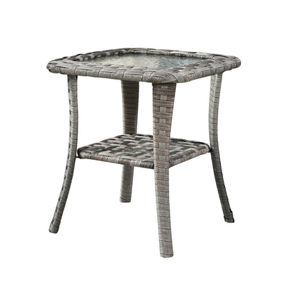 OVIOS 2-piece Swivel Rocking Wicker Chair Side Table Conversation Set