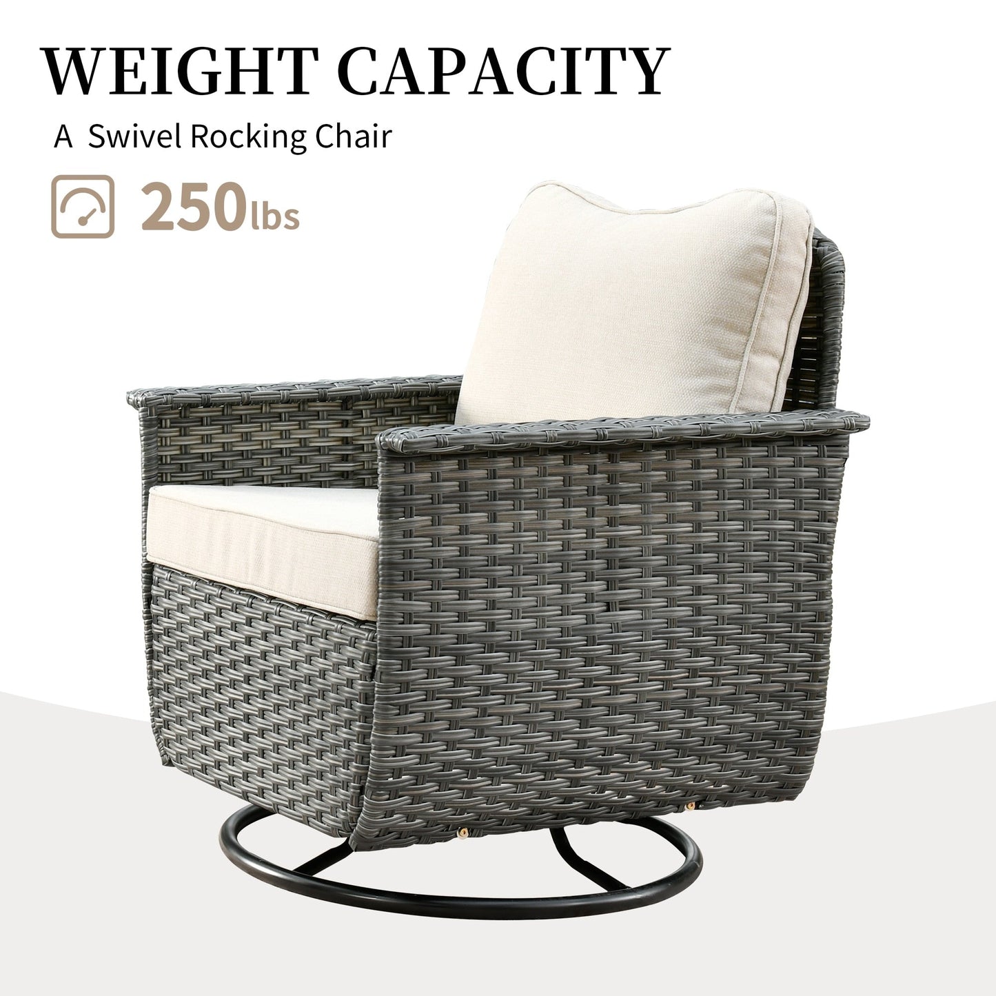 OVIOS 3-piece Pet-Friendly Patio Furniture Swivel Chairs Wicker Set