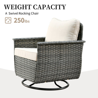 OVIOS 3-piece Pet-Friendly Patio Furniture Swivel Chairs Wicker Set