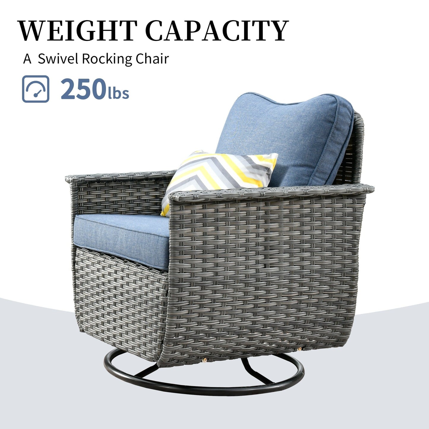 OVIOS 3-piece Pet-Friendly Patio Furniture Swivel Chairs Wicker Set