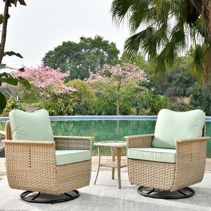 OVIOS 3-piece Pet-Friendly Patio Furniture Swivel Chairs Wicker Set