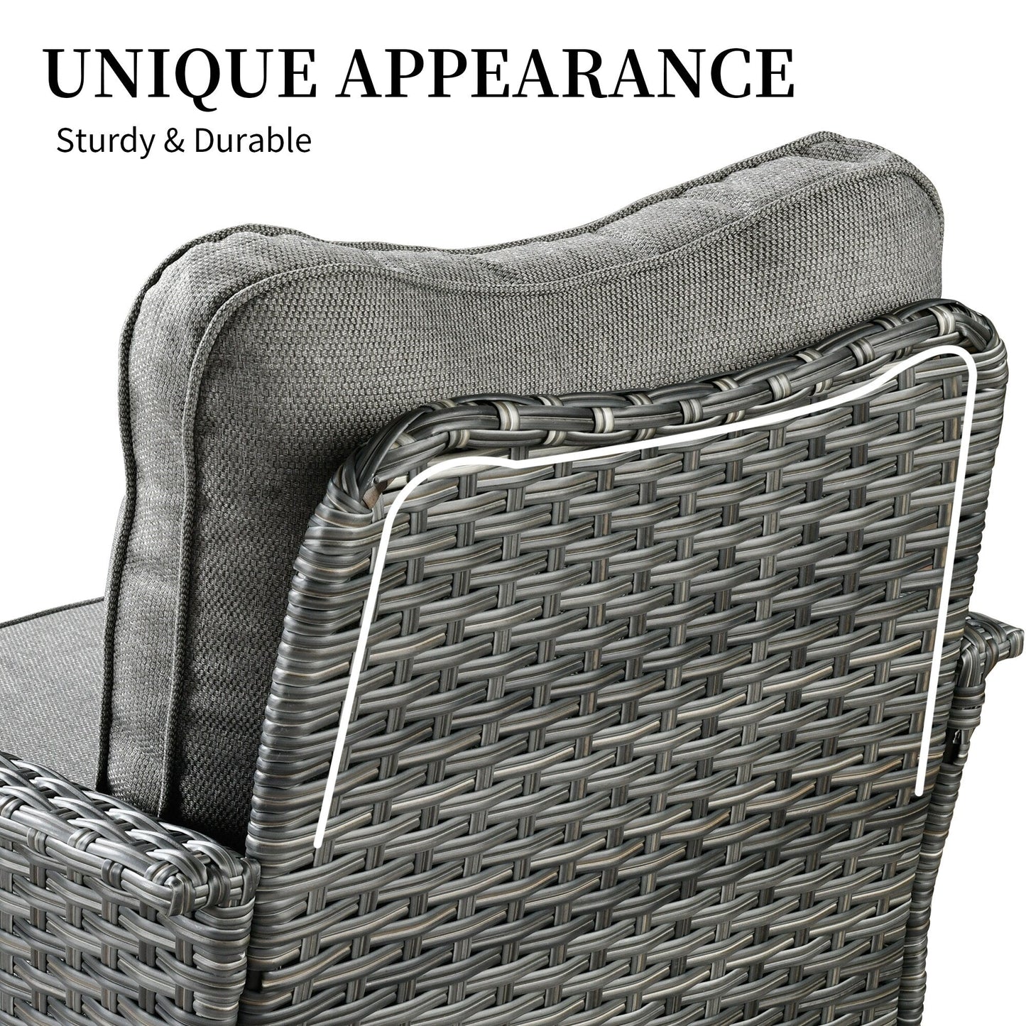 OVIOS 3-piece Pet-Friendly Patio Furniture Swivel Chairs Wicker Set