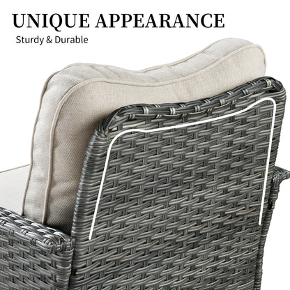 OVIOS 3-piece Pet-Friendly Patio Furniture Swivel Chairs Wicker Set