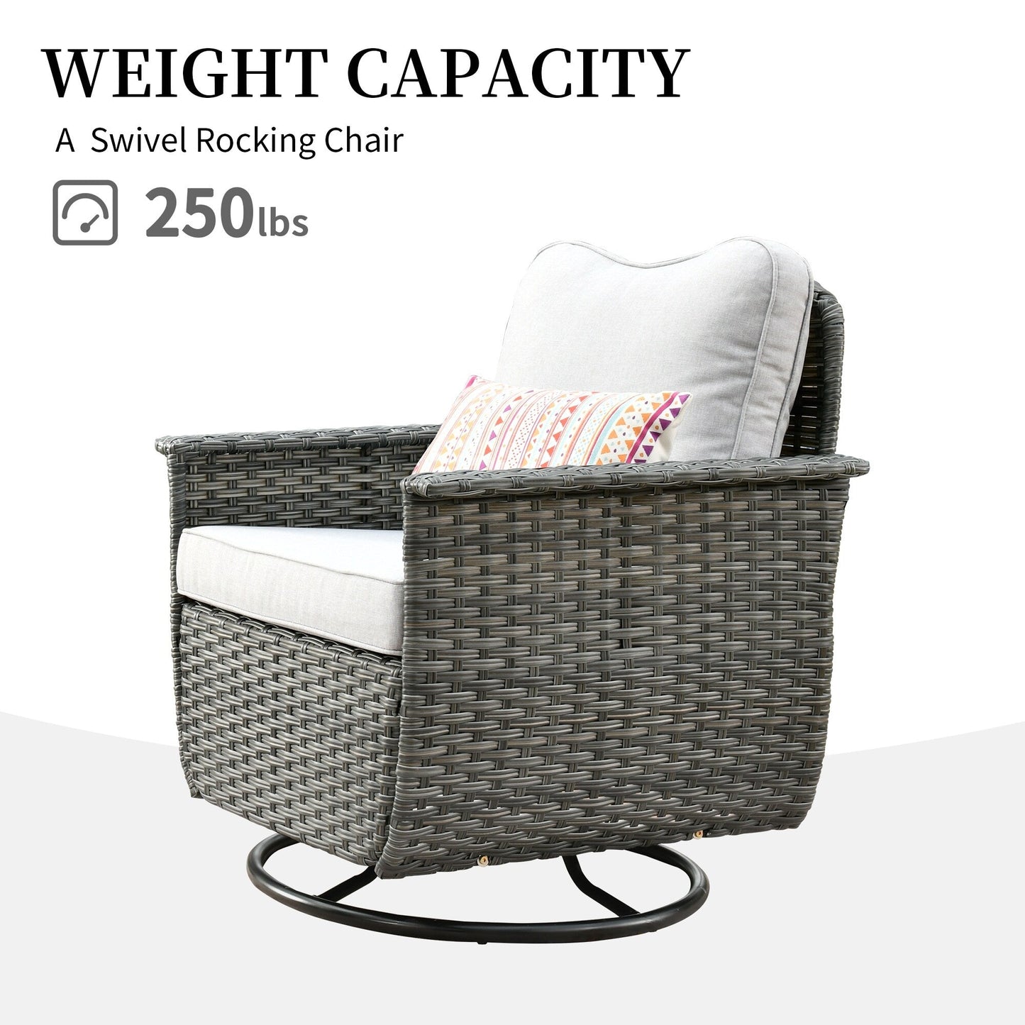 OVIOS 3-piece Pet-Friendly Patio Furniture Swivel Chairs Wicker Set
