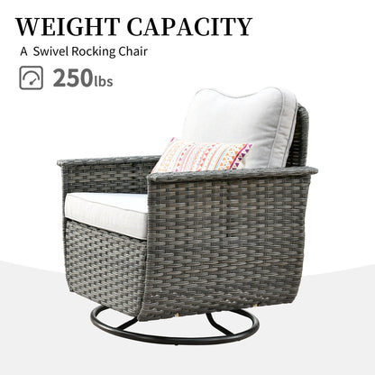 OVIOS 3-piece Pet-Friendly Patio Furniture Swivel Chairs Wicker Set