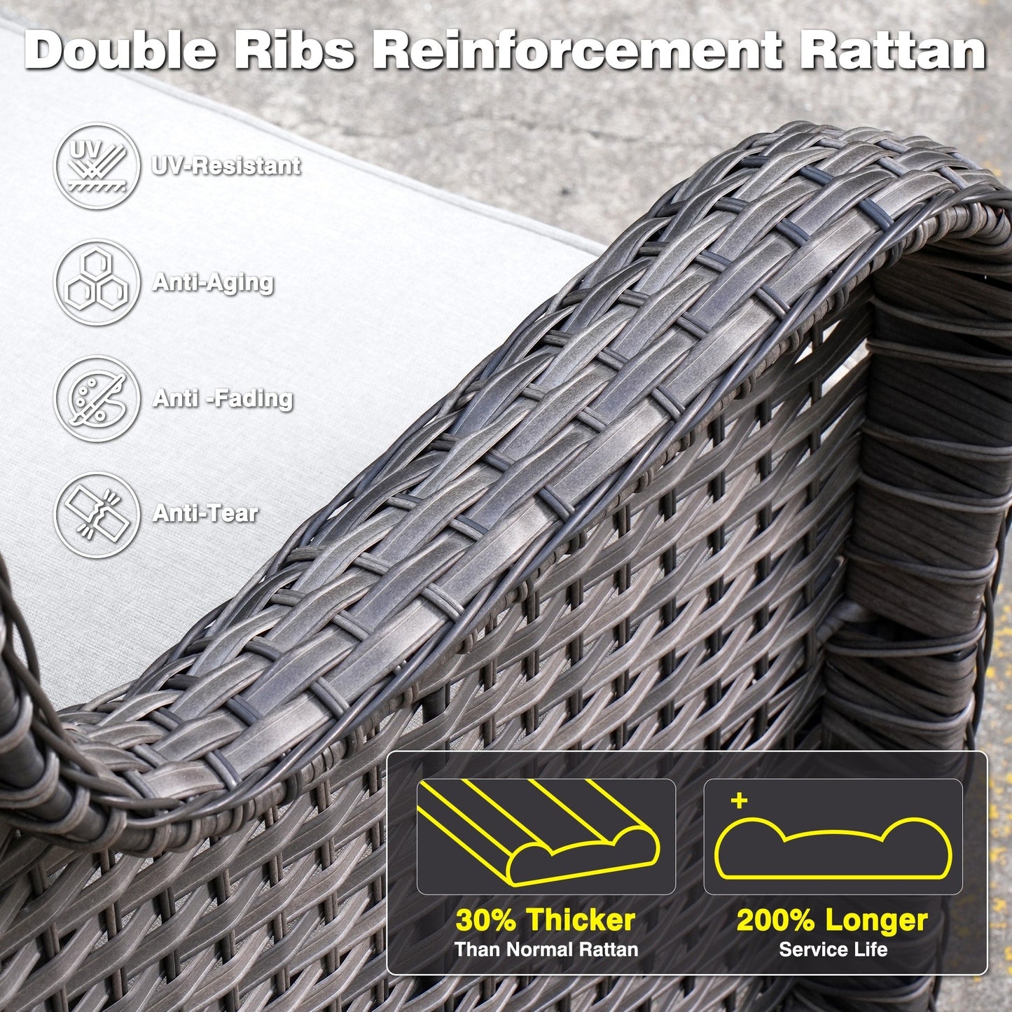 OVIOS 3-piece Patio Wicker Swivel Chair Set