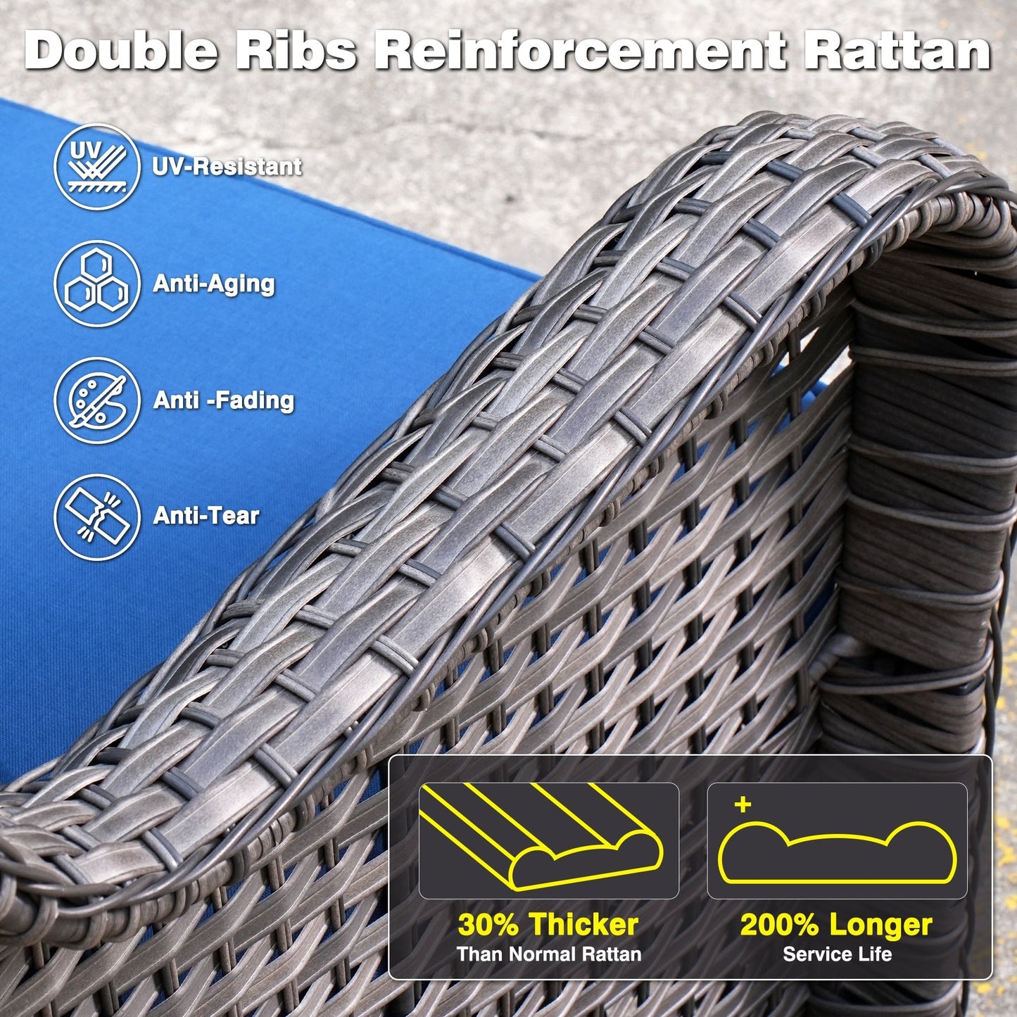 OVIOS 3-piece Patio Wicker Swivel Chair Set