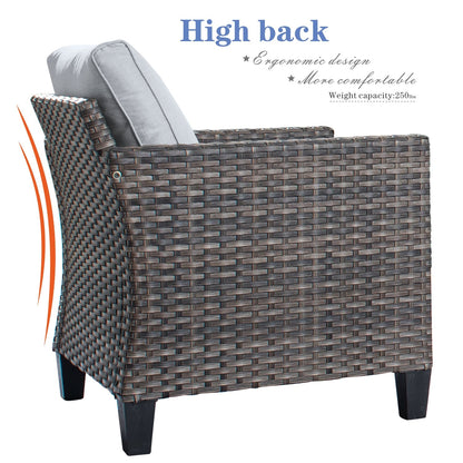OVIOS 6-piece Patio Wicker Furniture Loveseat Conversation Set