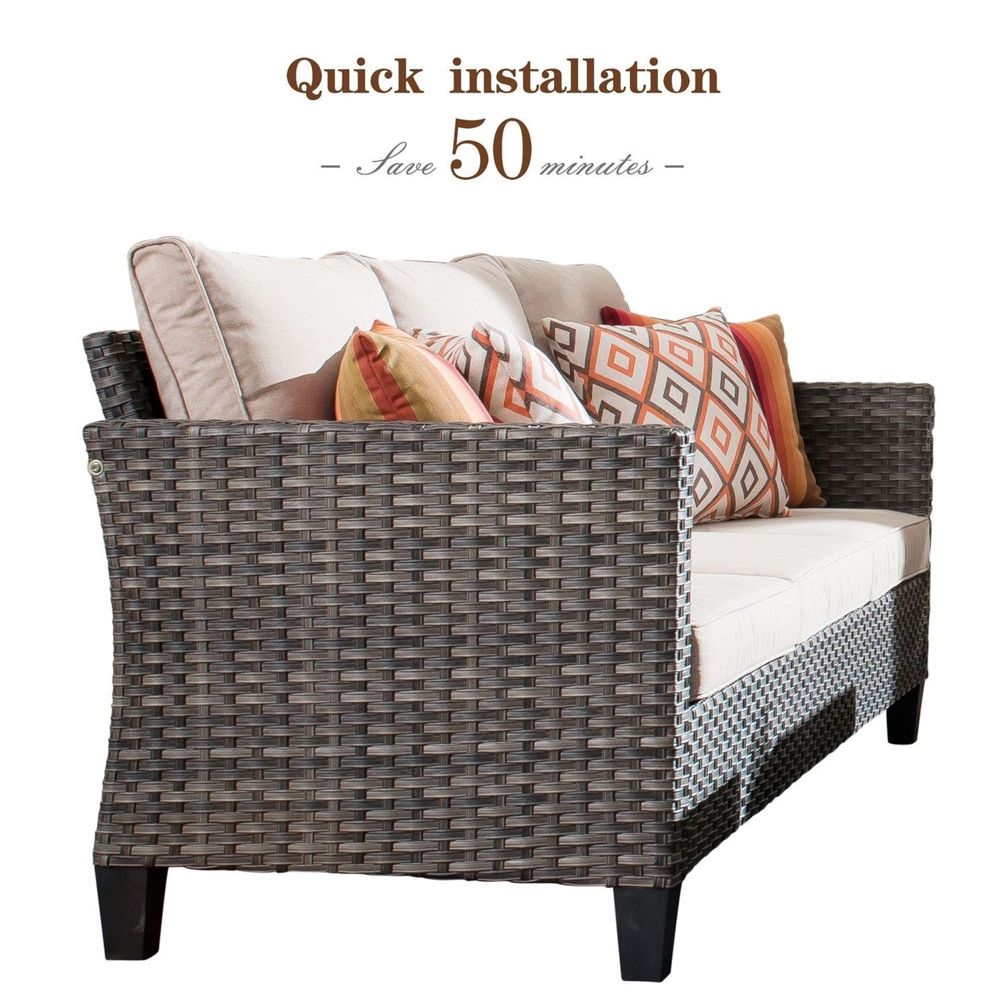 OVIOS 6-piece Patio Wicker Furniture Loveseat Conversation Set