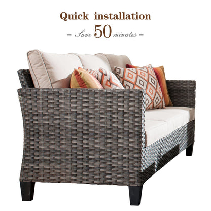 OVIOS 6-piece Patio Wicker Furniture Loveseat Conversation Set