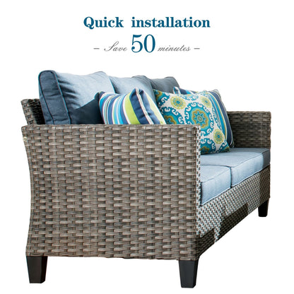 OVIOS 6-piece Patio Wicker Furniture Loveseat Conversation Set