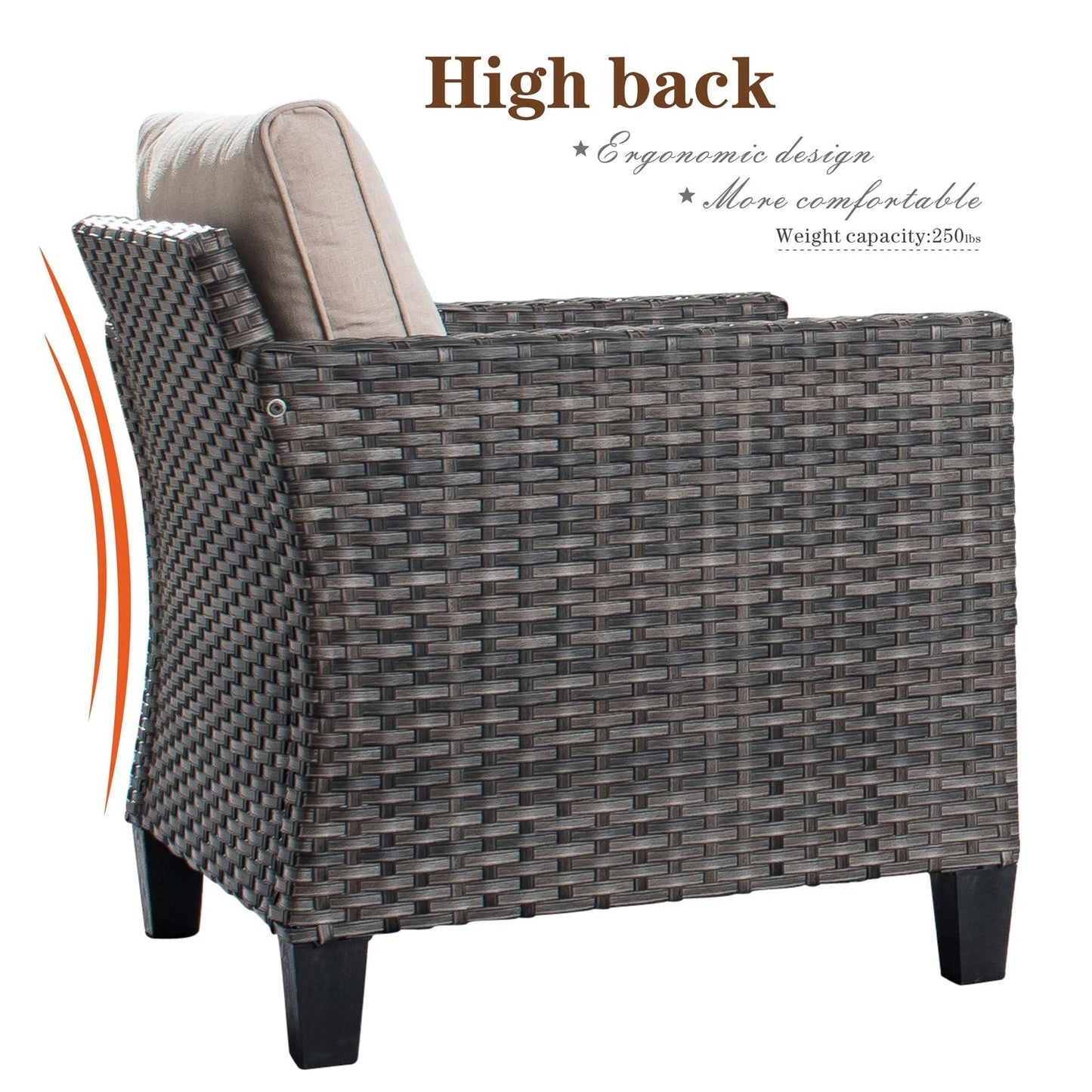 OVIOS 6-piece Patio Wicker Furniture Loveseat Conversation Set