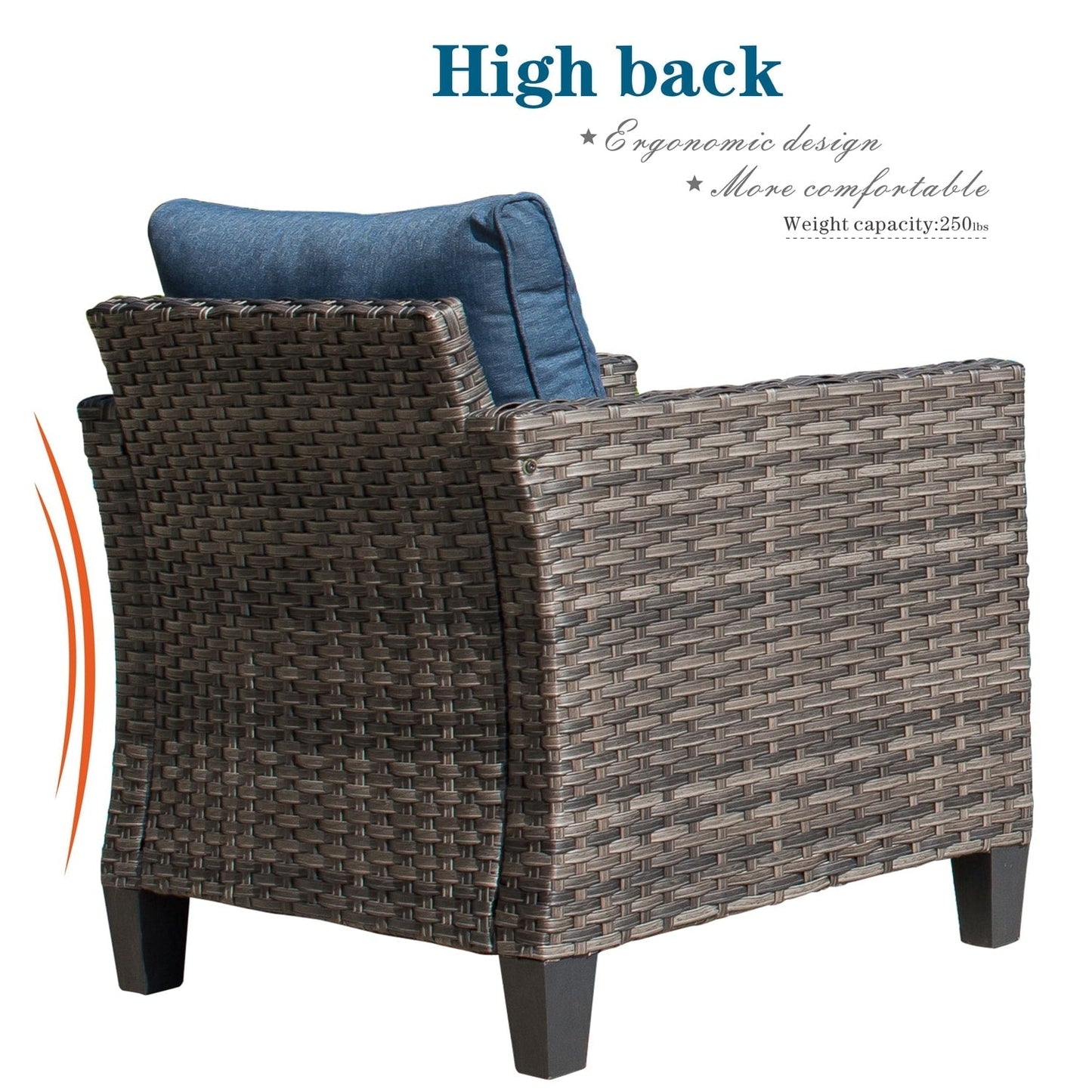 OVIOS 6-piece Patio Wicker Furniture Loveseat Conversation Set