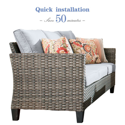 OVIOS 6-piece Patio Wicker Furniture Loveseat Conversation Set