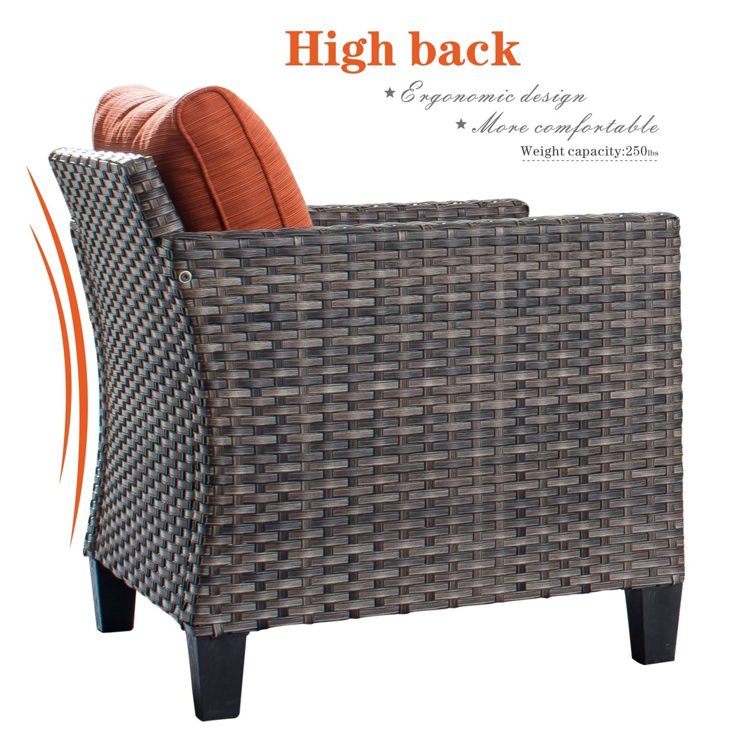 OVIOS 6-piece Patio Wicker Furniture Loveseat Conversation Set