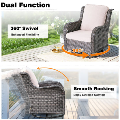 OVIOS 6-piece Patio Wicker Conversation Set with Swivel Chairs