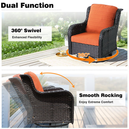 OVIOS 6-piece Patio Wicker Conversation Set with Swivel Chairs