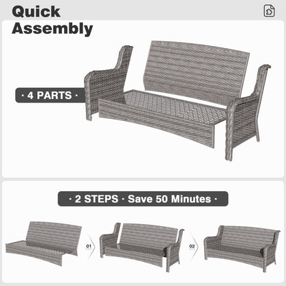 OVIOS 6-piece Patio Wicker Conversation Set with Swivel Chairs