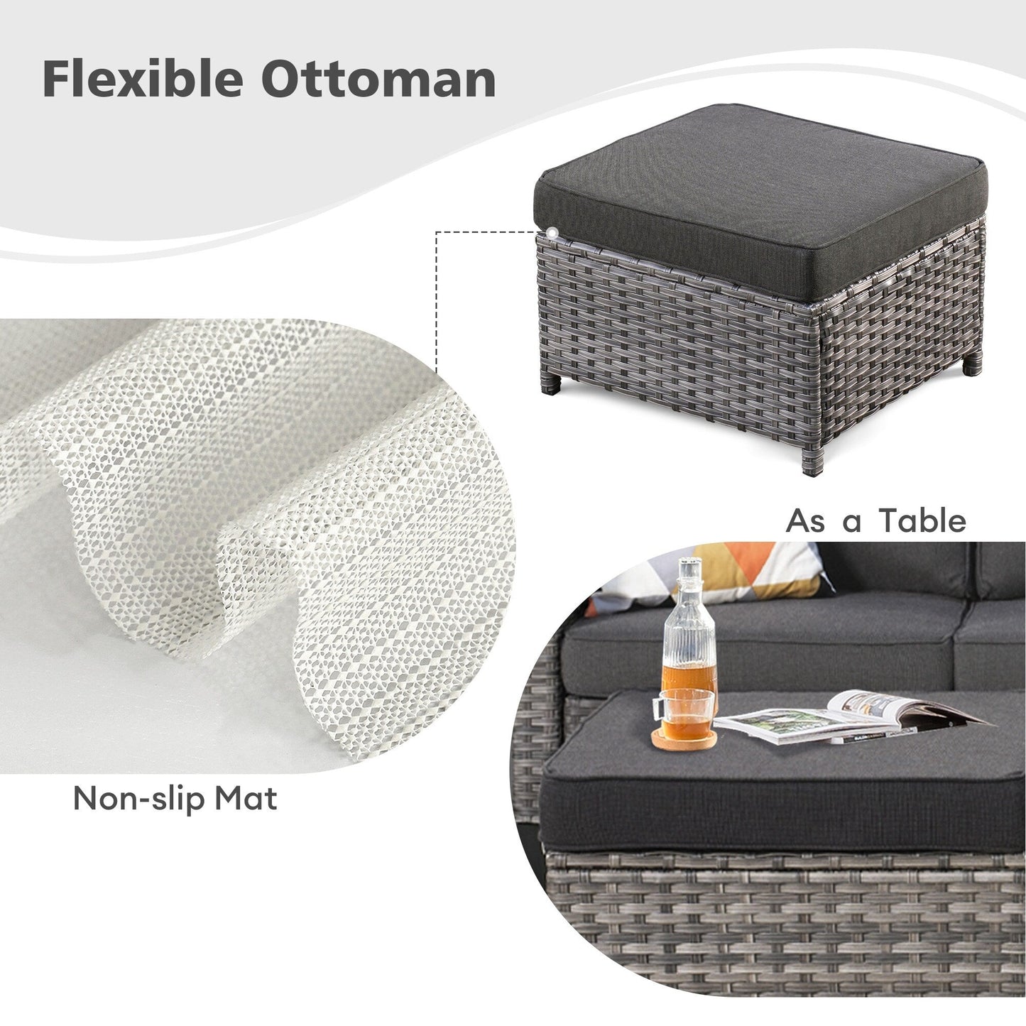 OVIOS 6-piece Patio Wicker Furniture Loveseat Conversation Set