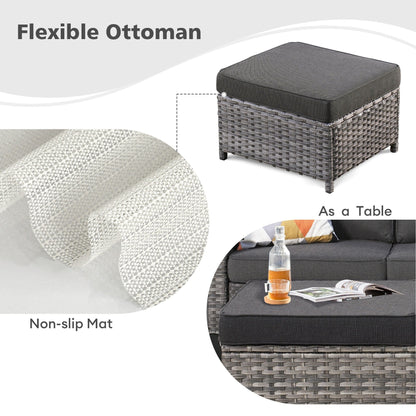 OVIOS 6-piece Patio Wicker Furniture Loveseat Conversation Set