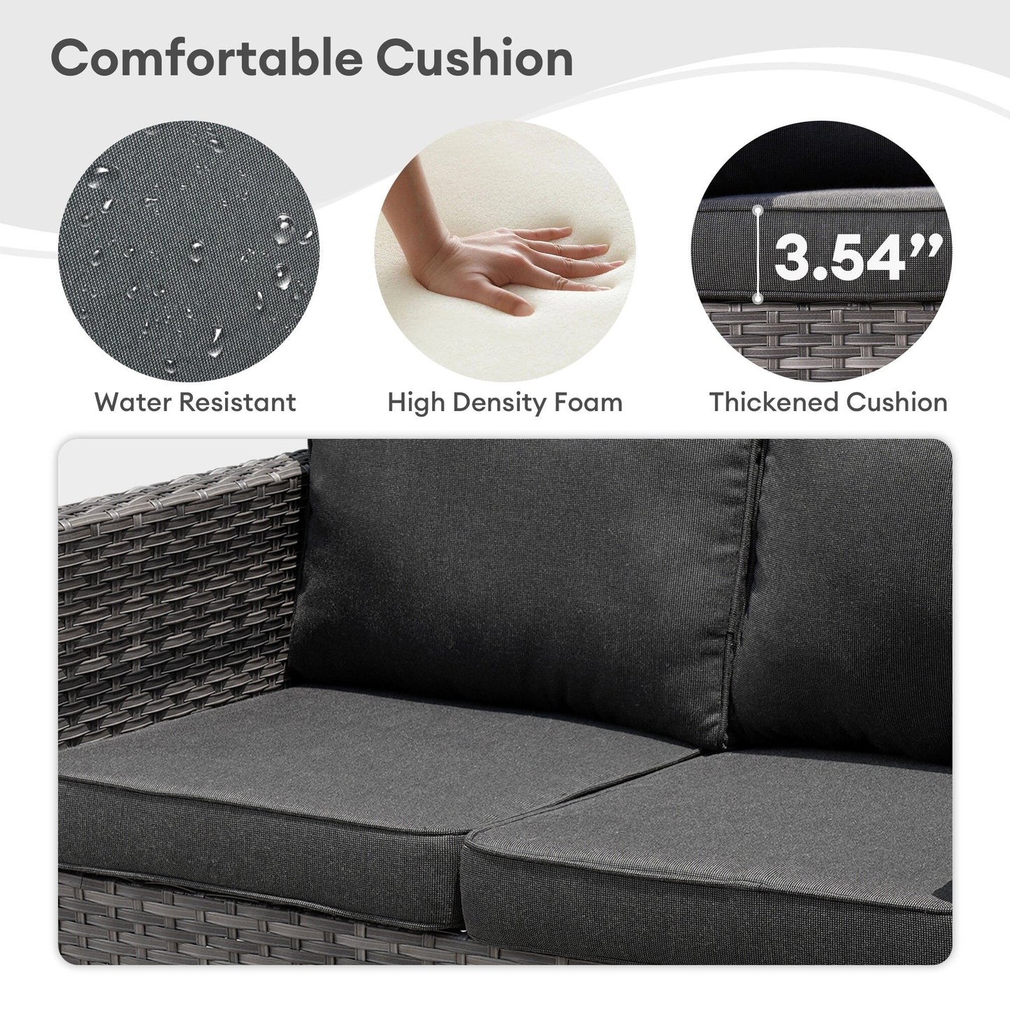 OVIOS 6-piece Patio Wicker Furniture Loveseat Conversation Set