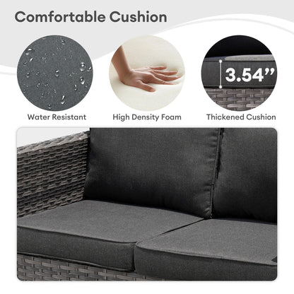 OVIOS 6-piece Patio Wicker Furniture Loveseat Conversation Set