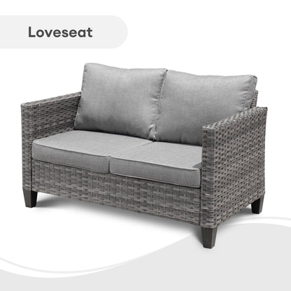 OVIOS 6-piece Patio Wicker Furniture Loveseat Conversation Set