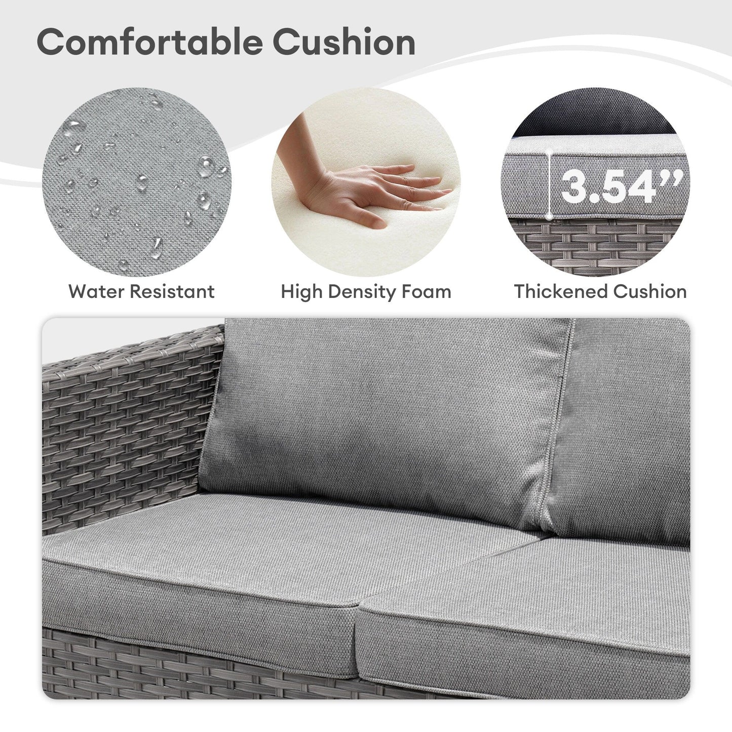 OVIOS 6-piece Patio Wicker Furniture Loveseat Conversation Set