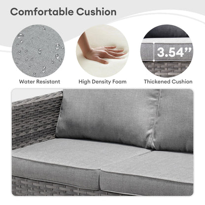 OVIOS 6-piece Patio Wicker Furniture Loveseat Conversation Set