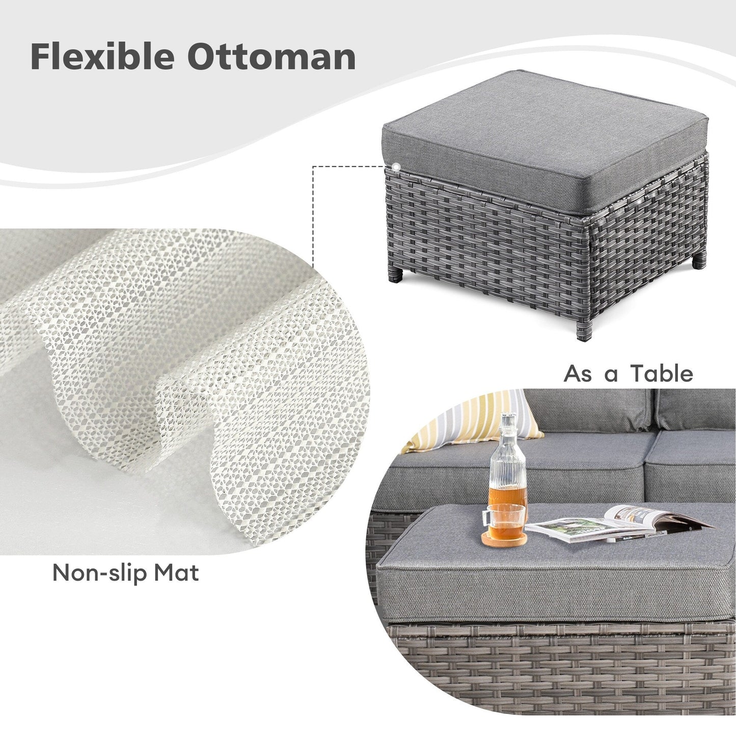 OVIOS 6-piece Patio Wicker Furniture Loveseat Conversation Set