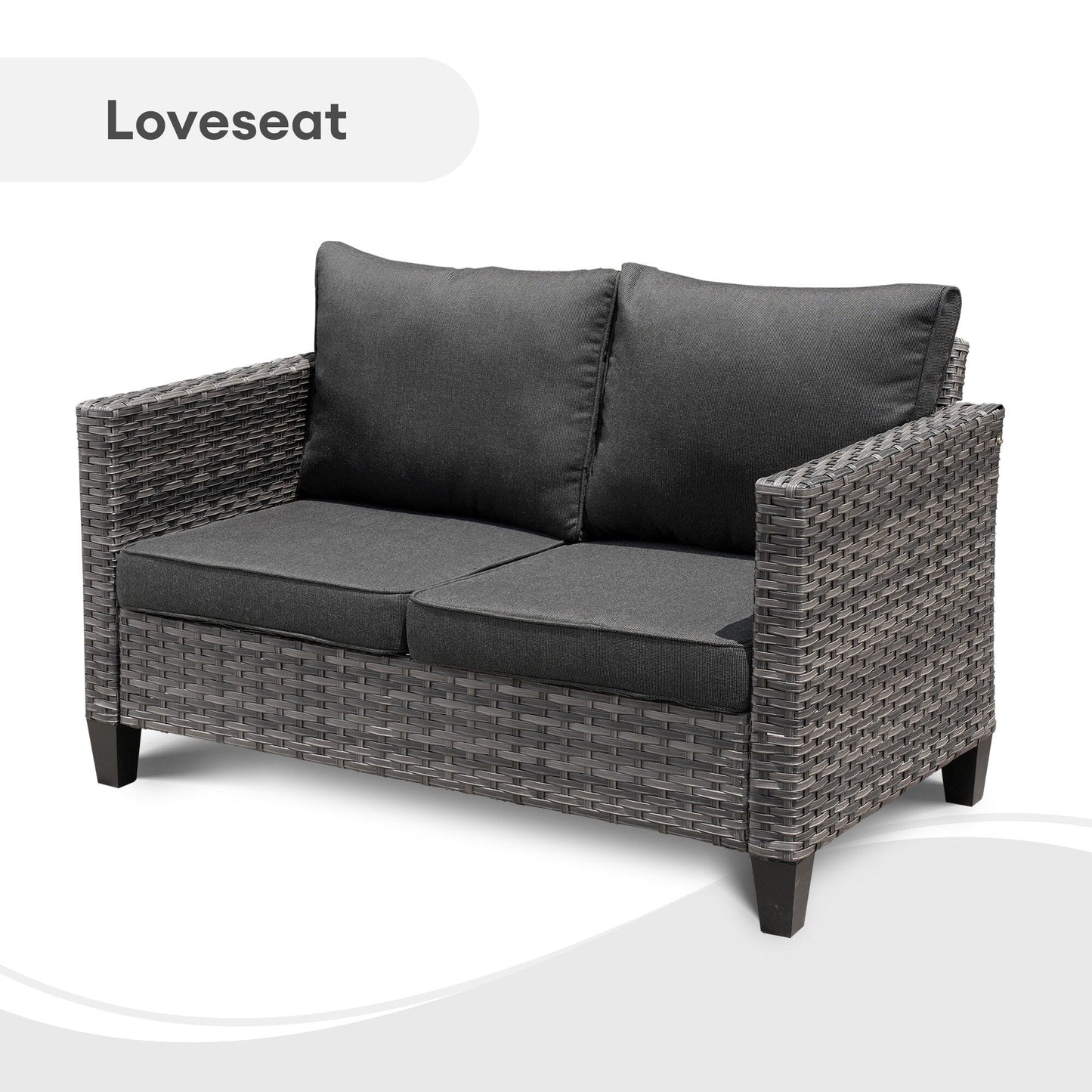 OVIOS 6-piece Patio Wicker Furniture Loveseat Conversation Set