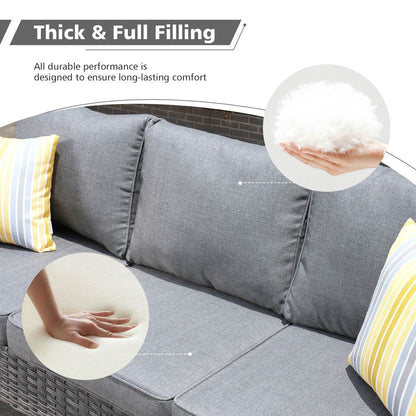 OVIOS 6-piece Patio Wicker Conversation Sofa Set with Swivel Rocking Chairs