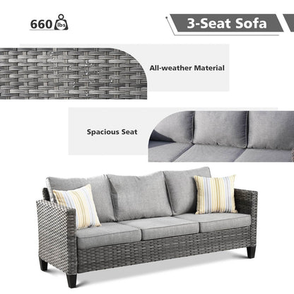 OVIOS 6-piece Patio Wicker Conversation Sofa Set with Swivel Rocking Chairs