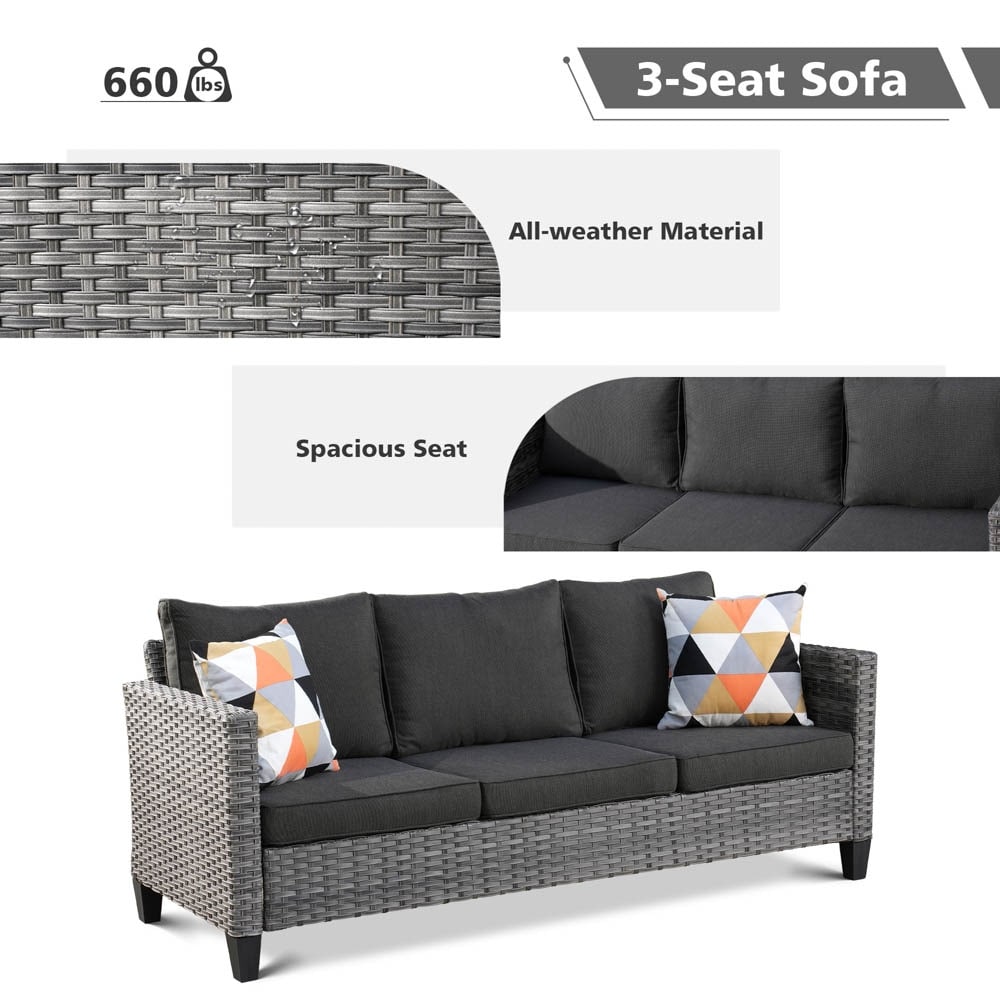 OVIOS 6-piece Patio Wicker Conversation Sofa Set with Swivel Rocking Chairs
