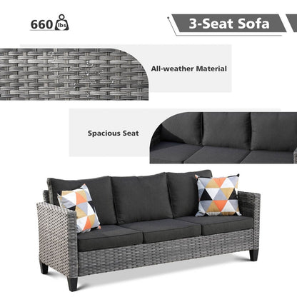 OVIOS 6-piece Patio Wicker Conversation Sofa Set with Swivel Rocking Chairs