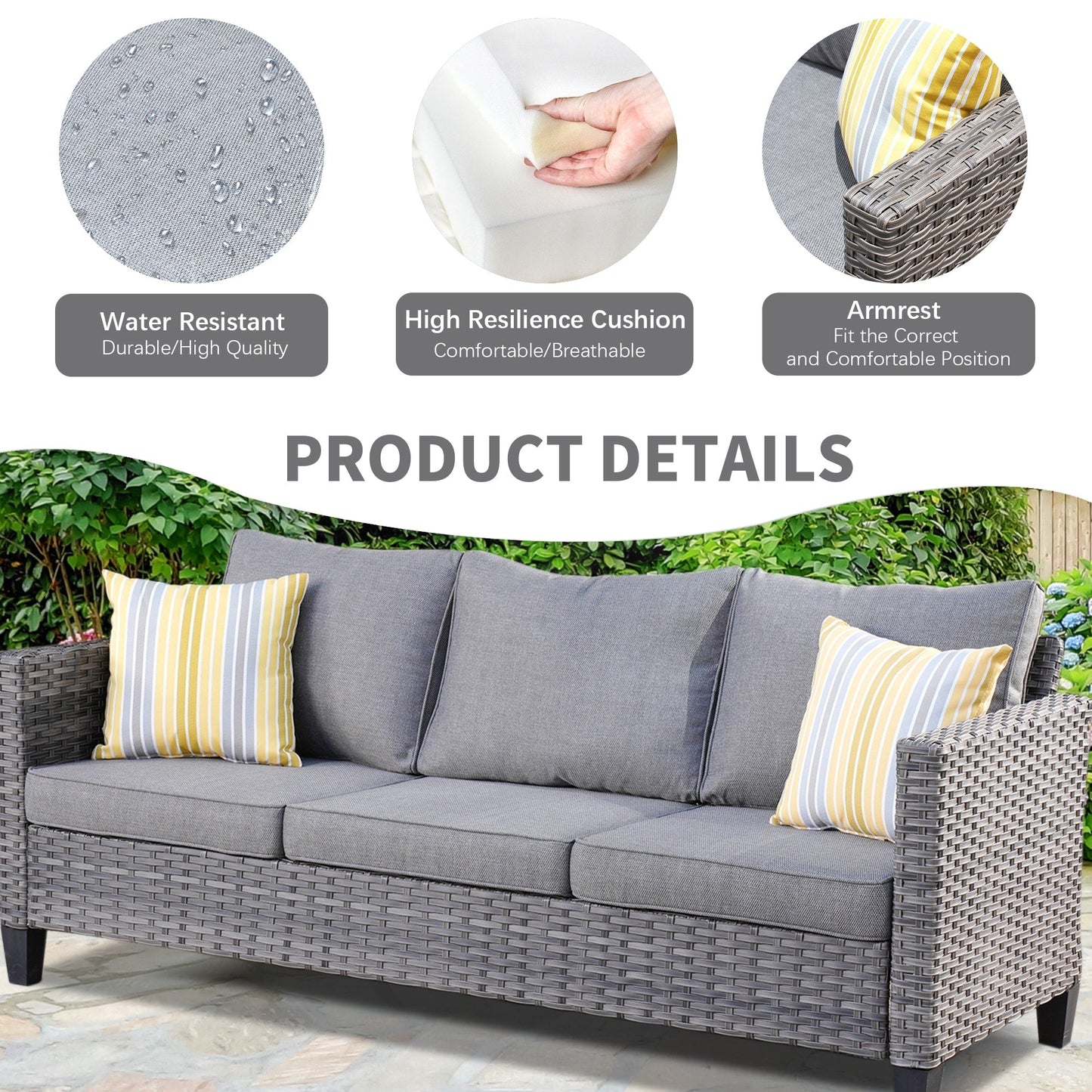 OVIOS 7-piece Patio Outdoor Wicker Conversation Set