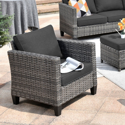 OVIOS 7-piece Patio Outdoor Wicker Conversation Set
