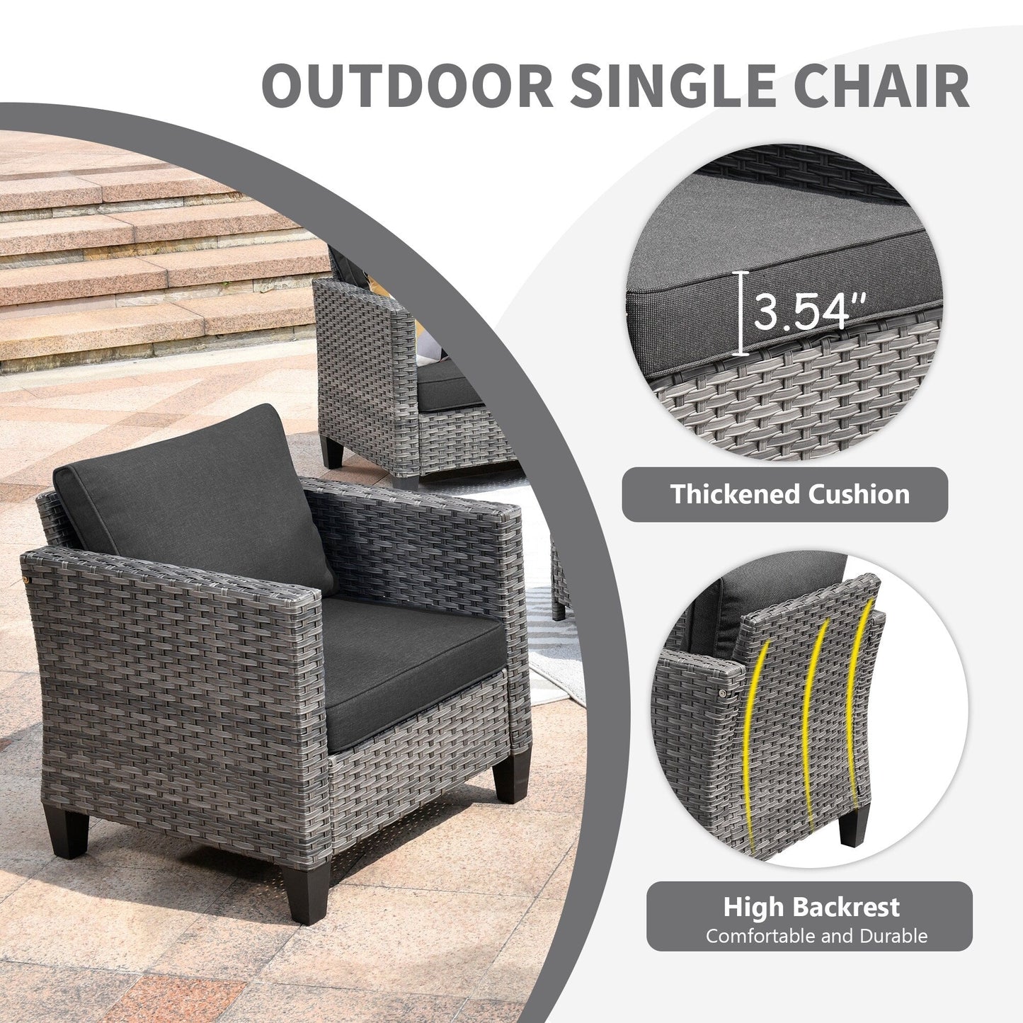 OVIOS 7-piece Patio Outdoor Wicker Conversation Set