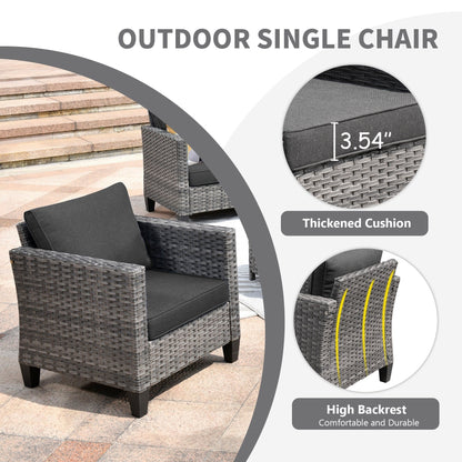OVIOS 7-piece Patio Outdoor Wicker Conversation Set