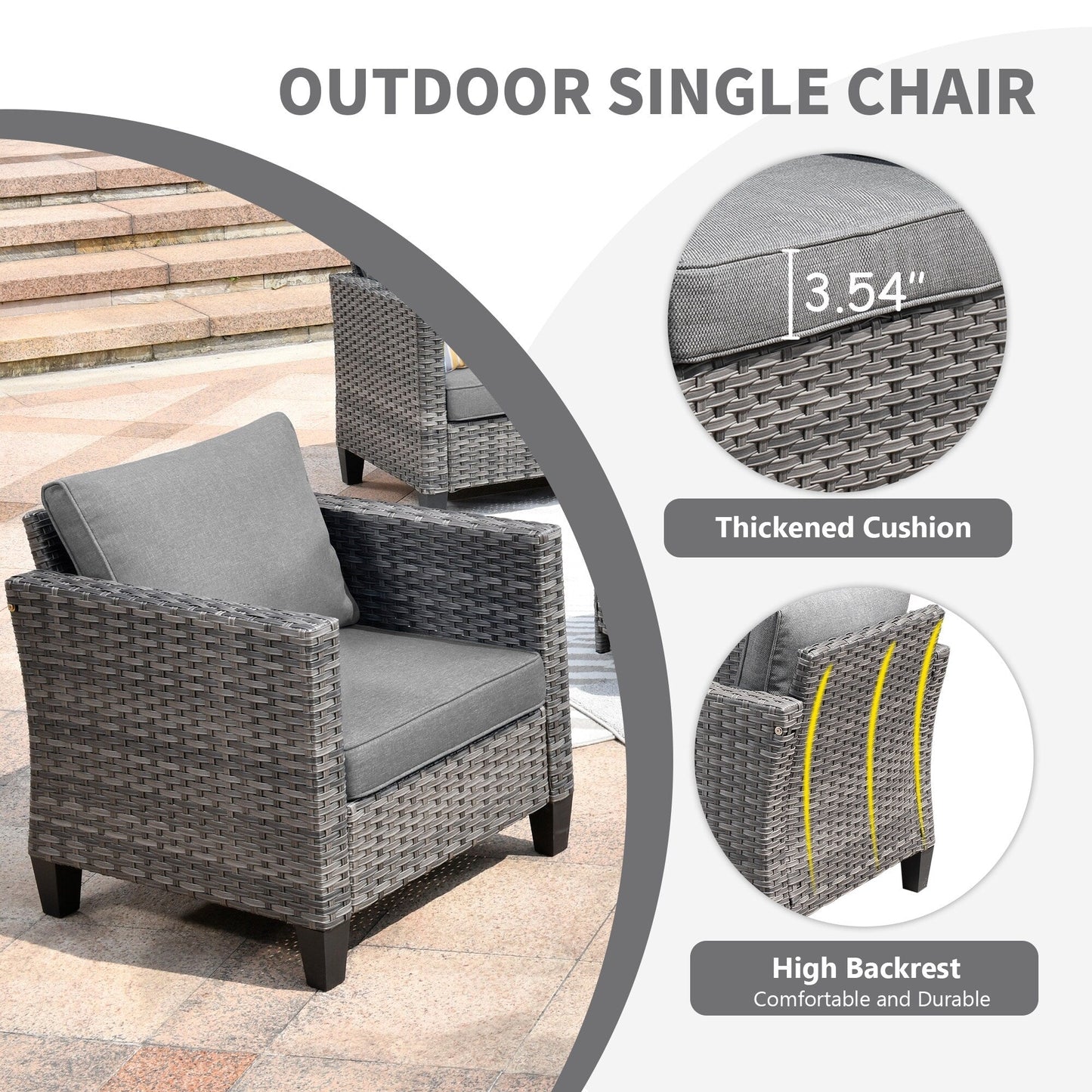 OVIOS 7-piece Patio Outdoor Wicker Conversation Set