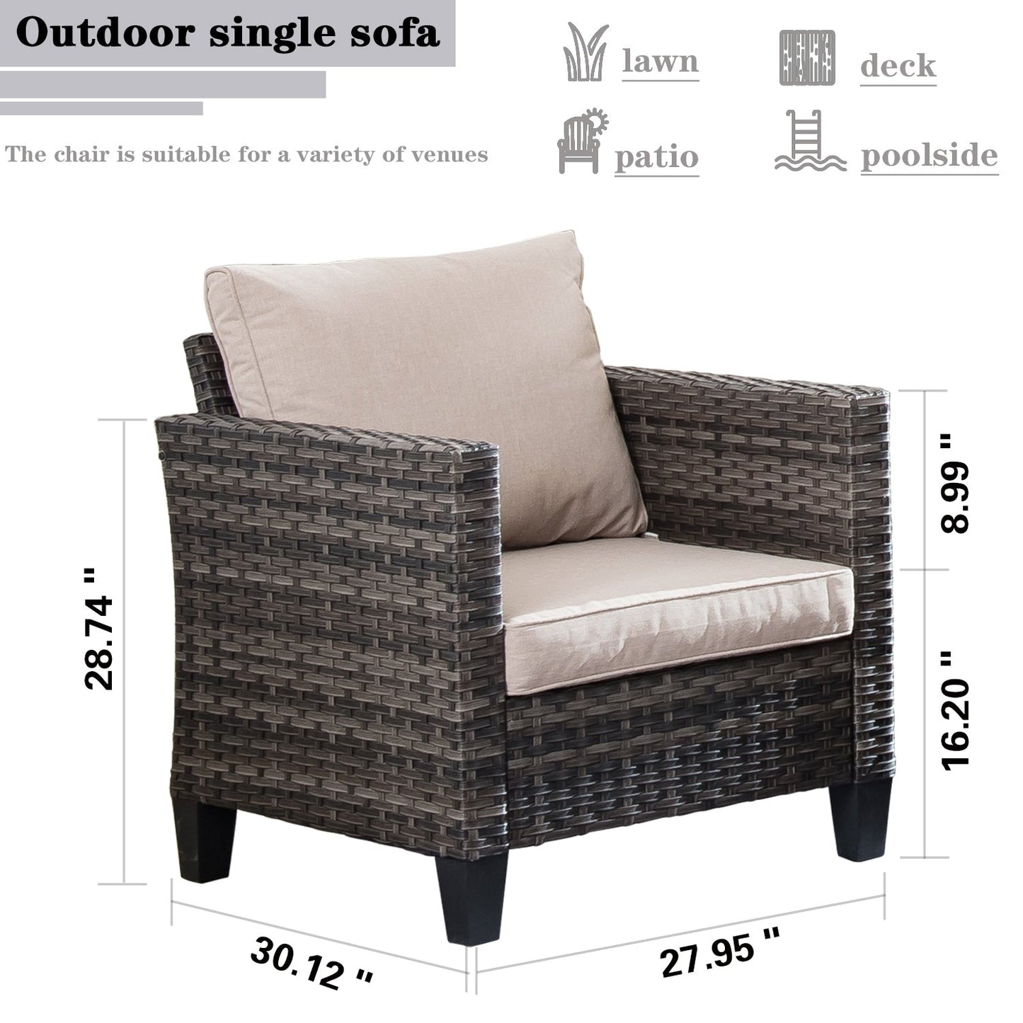 OVIOS 7-piece Patio Outdoor Wicker Conversation Set