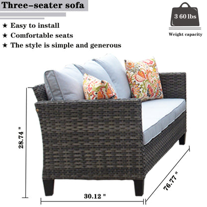 OVIOS 7-piece Patio Outdoor Wicker Conversation Set
