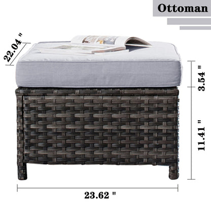 OVIOS 7-piece Patio Outdoor Wicker Conversation Set